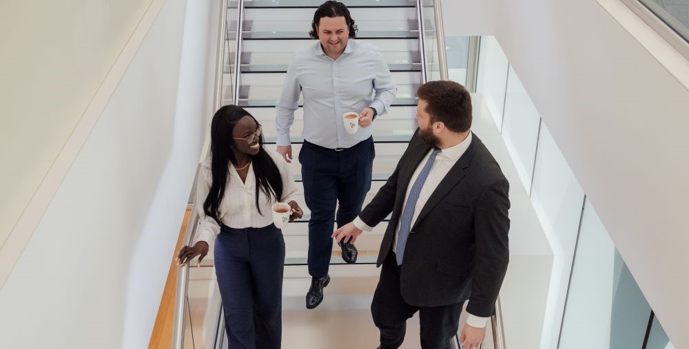 Team walking in office